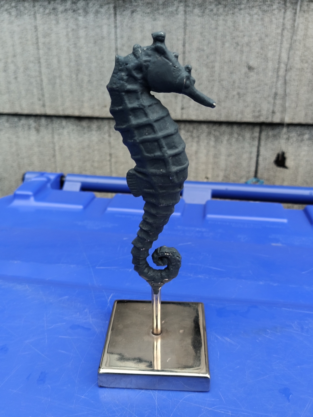 Black Seahorse Statue 9 1/2 Tall Metal